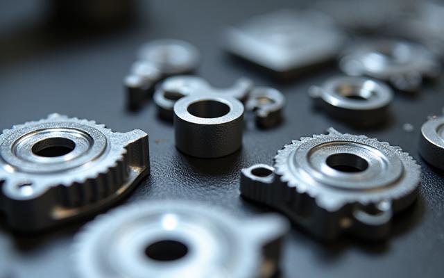 Pièces mécaniques de précision en métal forgé, gros plan sur les détails